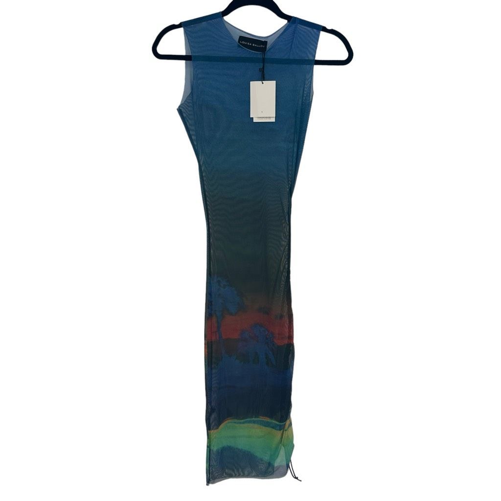 Louisa Ballou Heatwave Ruched Mesh Sheer Fitted Bodycon Mini Dress Size Small — image 5 of 8